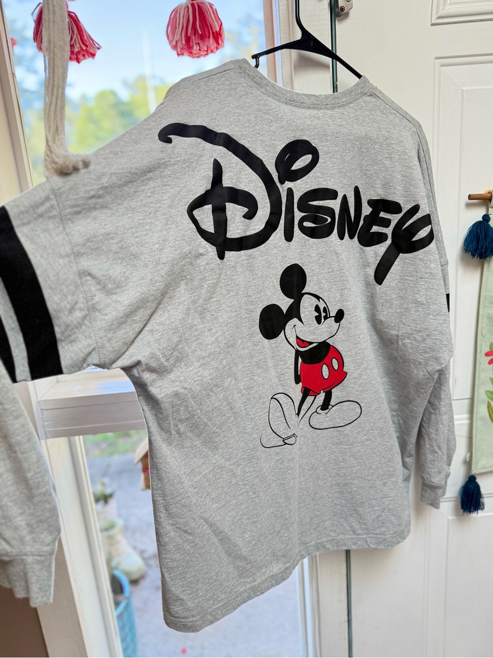 Disney XL 100% Cotton Gray Long-Sleeve Mickey Mouse Spirit Jersey!